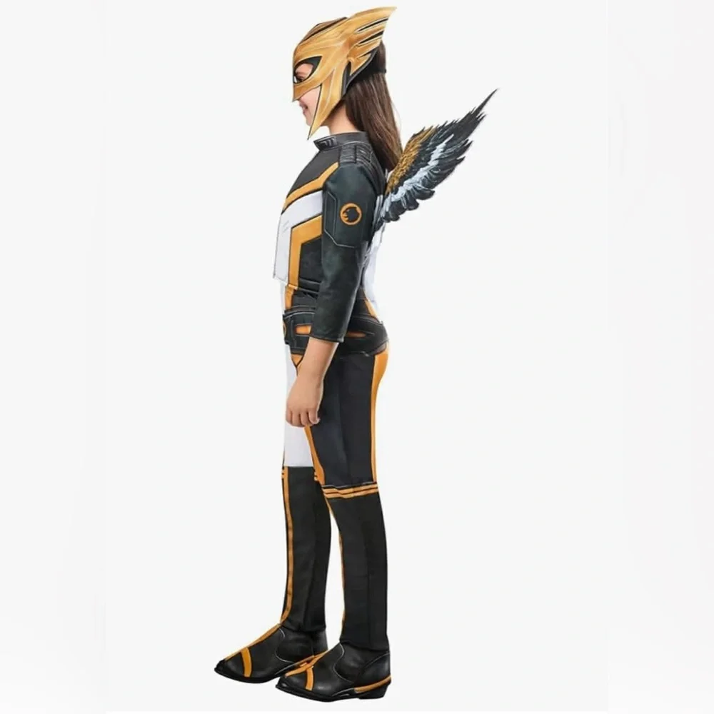 NWT Rubie's Kids Hawk Girl Superhero Costume - Black, White & Gold Size M 7-8